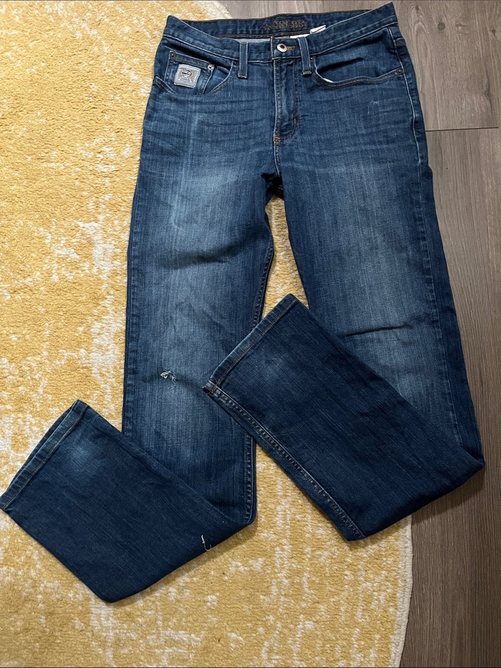 Cinch Men’s Silver Tab Dark Blue Distressed Straight Jeans 30x36 Excellent